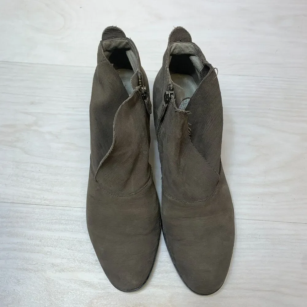 Eileen Fisher Murphy Ankle Boots Women's Size 10 Brown Suede Side Zip Block Heel - Picture 6 of 11